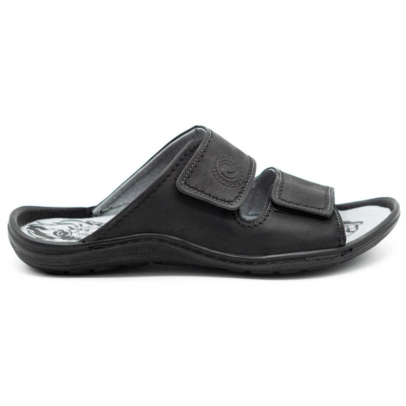 Pantofole da uomo in pelle 048 Nero