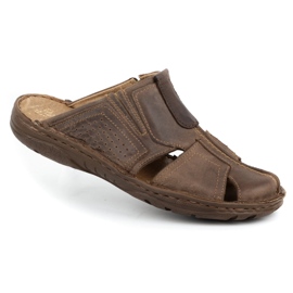 Polbut Pantofole da uomo in pelle 312 marrone