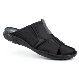 Polbut Pantofole da uomo in pelle 312 nere nero