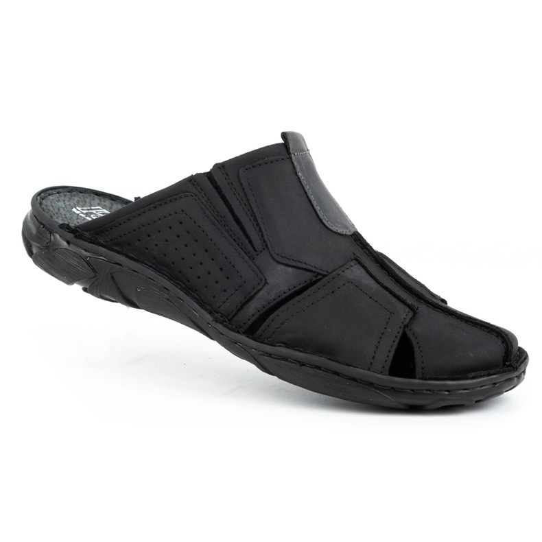Polbut Pantofole da uomo in pelle 312 nere nero