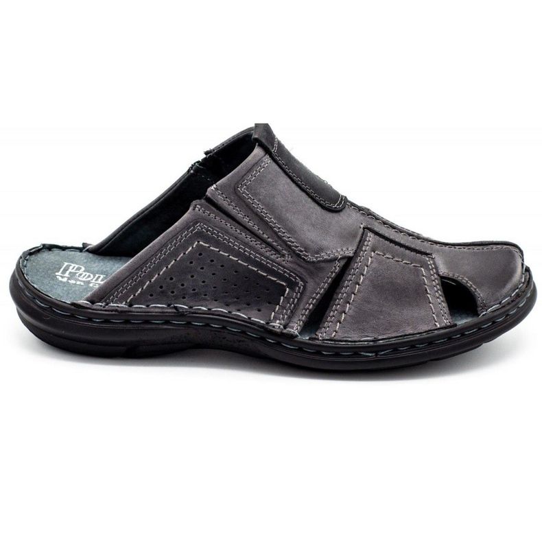 Polbut Pantofole da uomo in pelle 312 grigie grigio
