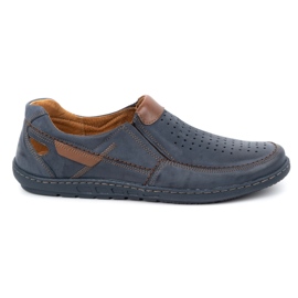Olivier Mocassini uomo in pelle per l'estate 602 blu navy
