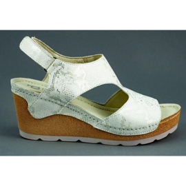 Dolce Pietro Sandali con zeppa 0888Z bianchi e argento multicolore