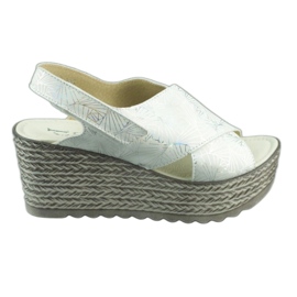 Dolce Pietro Sandali con zeppa 1031 bianco e argento multicolore