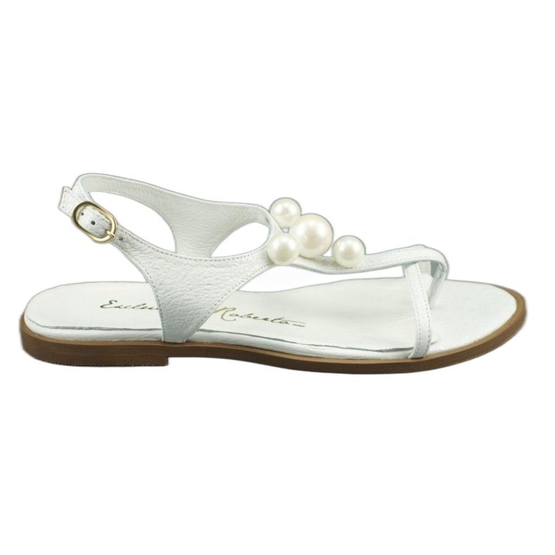 Exclusive Sandali con perle 618 bianco bianca