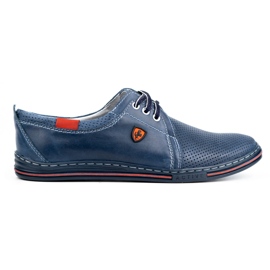 Polbut Scarpe da uomo in pelle 343, perforazione blu navy