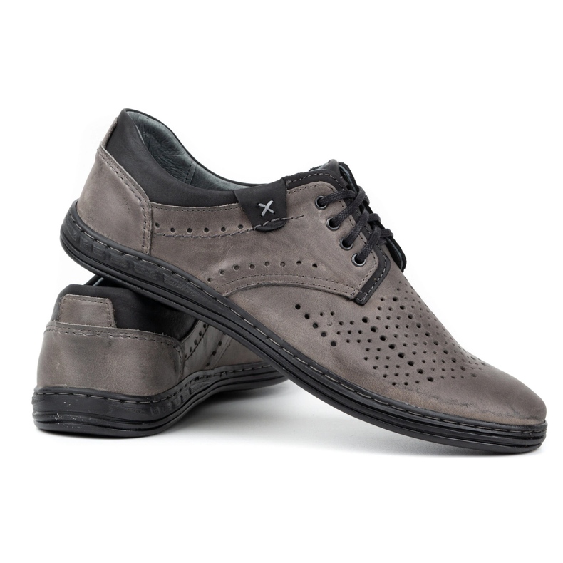 Polbut Scarpe da uomo in pelle 402 grigio estivo