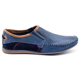 KOMODO Scarpe da uomo in pelle 847 blu navy