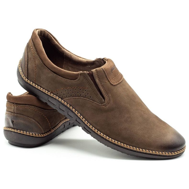 Joker Scarpe da uomo, mocassini in pelle 937 oliva marrone
