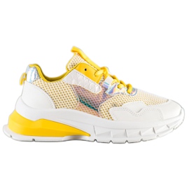 SHELOVET Scarpe da ginnastica alla moda bianco multicolore giallo