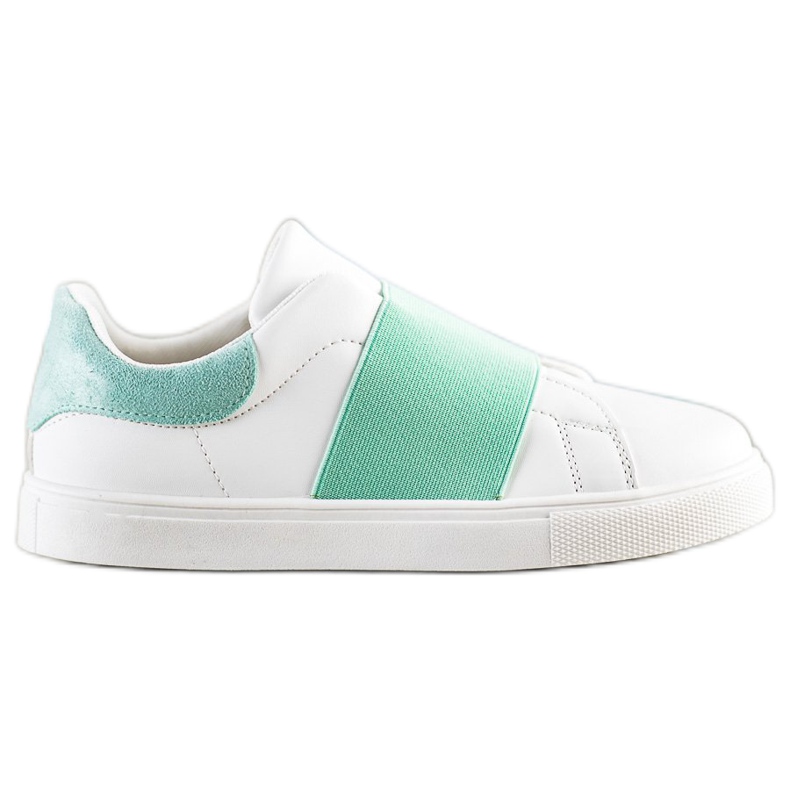 SHELOVET Scarpe slip-on con elastico bianca verde