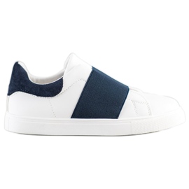 SHELOVET Scarpe slip-on con elastico bianco blu navy