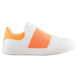 SHELOVET Scarpe slip-on con elastico bianca arancia