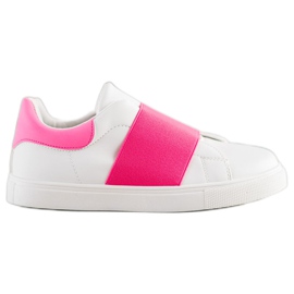 SHELOVET Scarpe slip-on con elastico bianco rosa