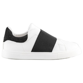 SHELOVET Scarpe slip-on con elastico bianco nero