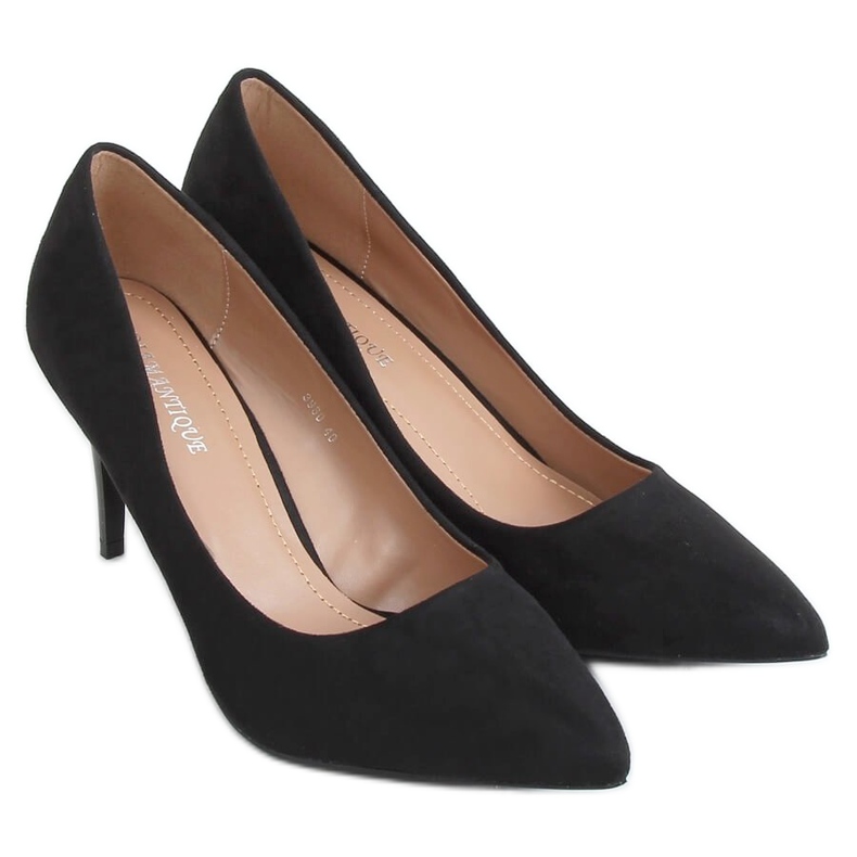 Décolleté con tacco in camoscio nero 3980 Black