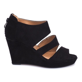 Sandali con zeppa Espadrillas J-13 Nero