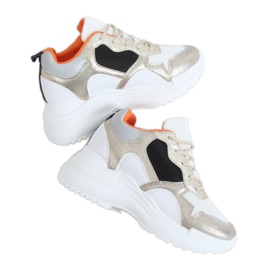 Scarpe sportive con zeppa bianca e oro 3171 Gold bianco d'oro