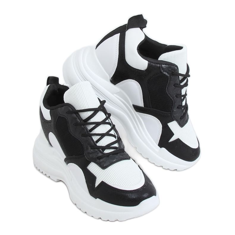 Scarpe sportive con zeppa in bianco e nero 3171 Black bianca
