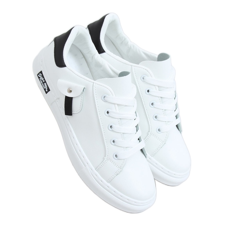 Sneakers donna bianche e nere LA132P WHITE / BLACK bianca nero