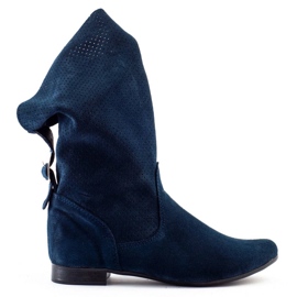Olivier Stivali traforati Elena blu navy