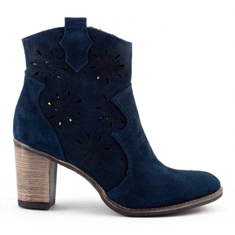 Olivier Stivali traforati con tacco alto Lena blu navy