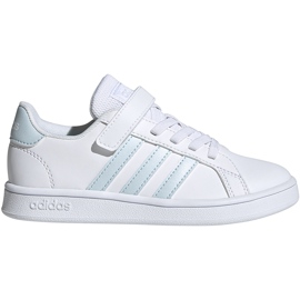 Scarpe da bambino Adidas Grand Court C bianche e blu EG6738 bianco