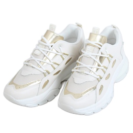 Scarpe sportive da donna beige B0-551 BEIGE / GOLD