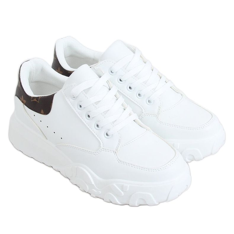 Sneakers bianche da donna VL124P Marrone bianca