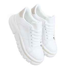 Sneakers bianche NB382P beige suola alta bianco