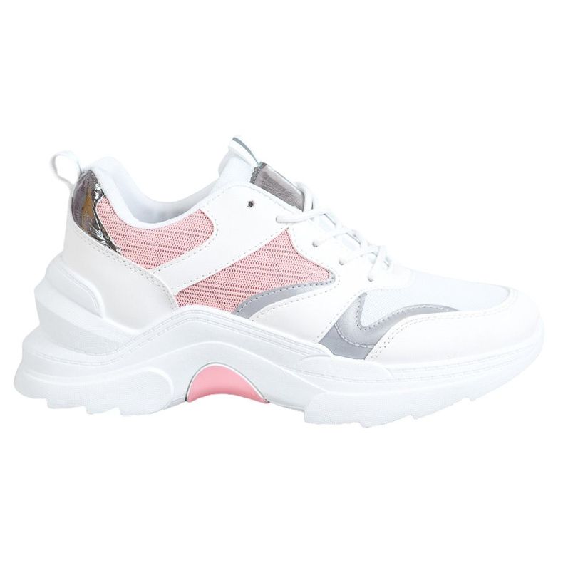 SHELOVET Eleganti scarpe da ginnastica Merlin bianca rosa d'argento