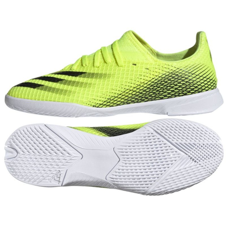 Scarpe da calcio Adidas X Ghosted.3 In Jr FW6924 bianco, giallo fluo verde
