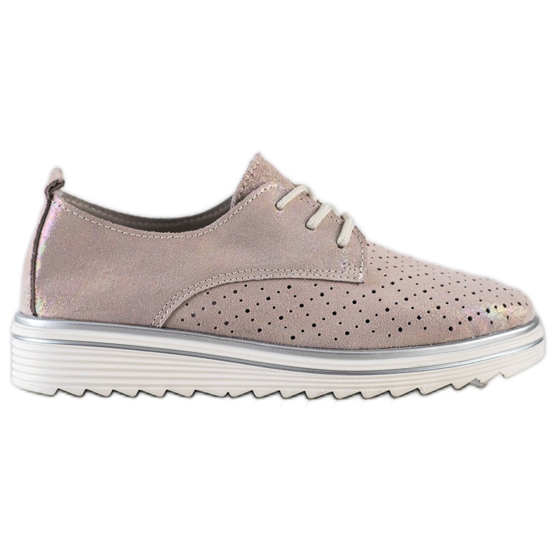 Kylie Scarpe brogue in pelle sulla piattaforma beige