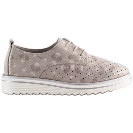 Kylie Scarpe brogue in pelle sulla piattaforma beige marrone