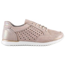 Kylie Scarpe in pelle traforata beige d'oro