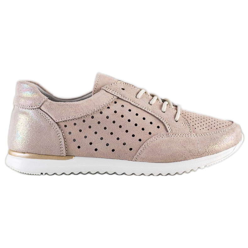 Kylie Scarpe in pelle traforata beige d'oro