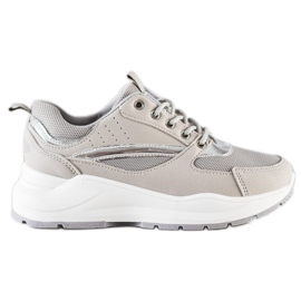 Ideal Shoes Sneakers sportive alla moda beige grigio
