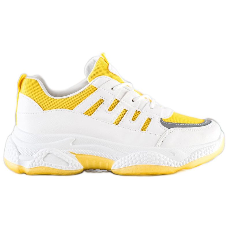 SHELOVET Comode Sneakers Con Rete bianca grigio giallo