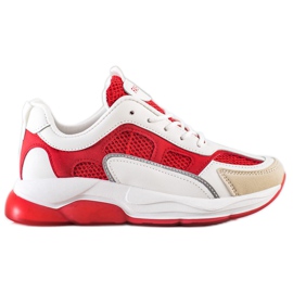 Via Giulia  Sneakers Con Glitter Moda beige bianco rosso