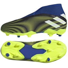 Scarpe da calcio Adidas Nemeziz.3 Ll Fg Jr FY0819 bianco, nero, blu, giallo nero