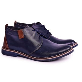 Gejms Stivali caldi in pelle Ferens da uomo blu navy marrone