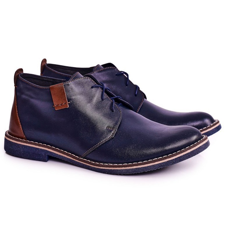 Gejms Stivali caldi in pelle Ferens da uomo blu navy marrone