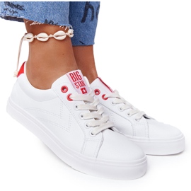 Sneakers da Donna in Pelle Big Star BB274210 Bianche e Rosse bianco