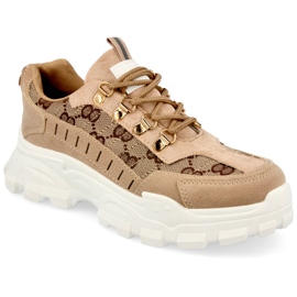 Sneakers da donna su una suola massiccia Khaki Daydreamer beige marrone d'oro