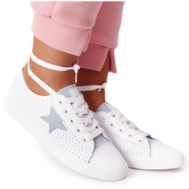 Sneakers Da Donna In Pelle Con Stella Big Star DD274692 Bianco-Blu