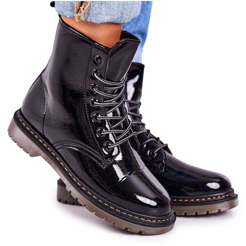 Stivali caldi da donna Stivali laccati Black Thunder nero