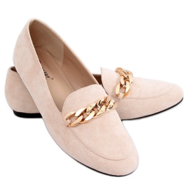 Mocassini beige con catena LL-237P Beige