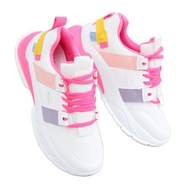 Scarpe sportive da donna bianche e rosa LA86P Fushia bianco