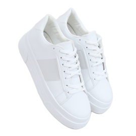 Sneakers bianche su suola alta LA133P White bianca