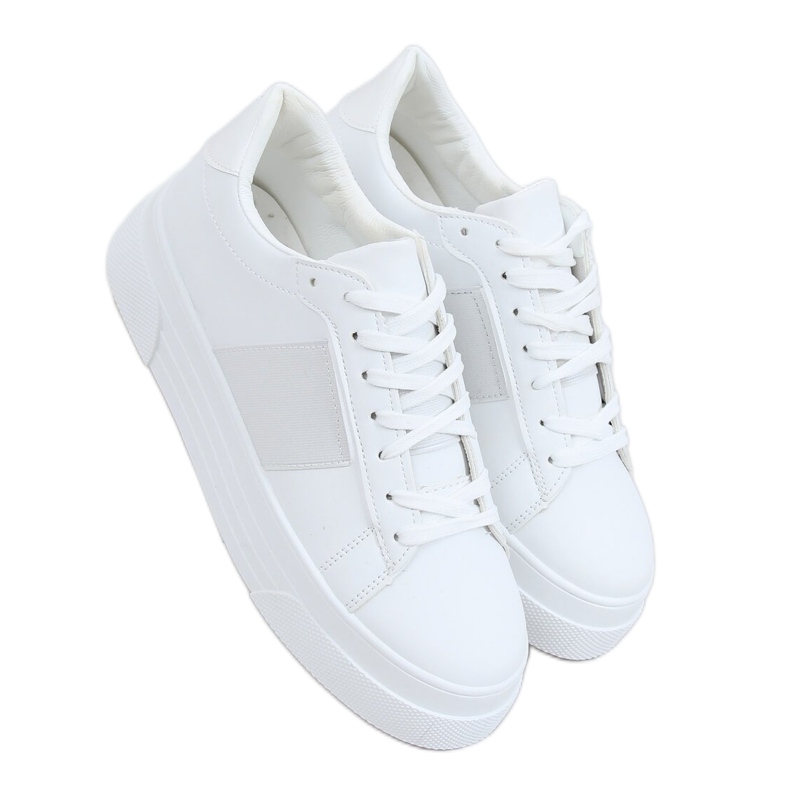 Sneakers bianche su suola alta LA133P White bianca